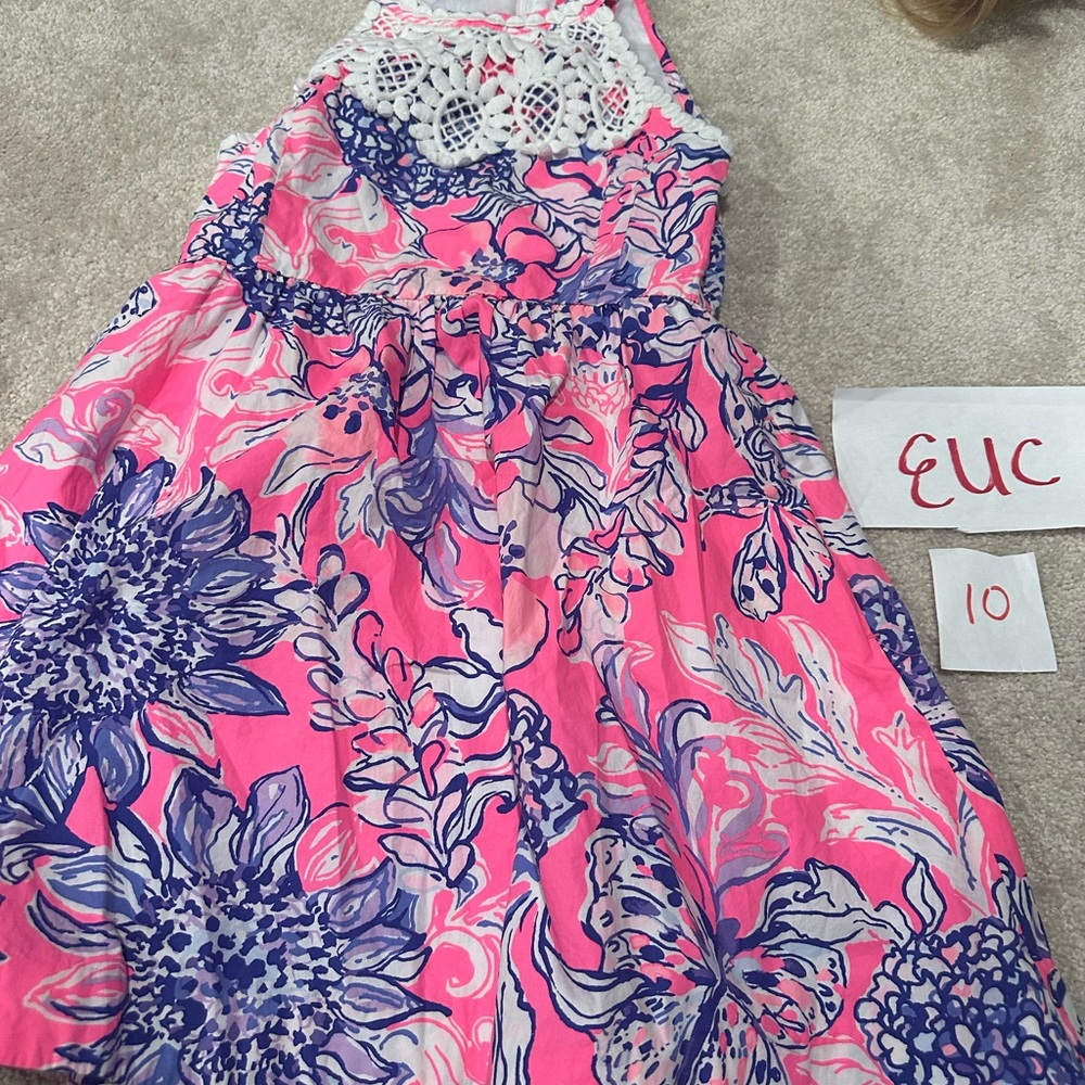 Lilly Pulitzer Pink and Blue Floral Kids Dress size 10